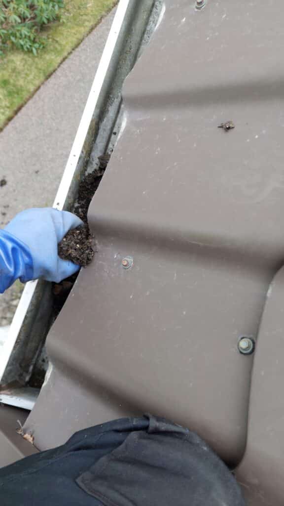 Gutter cleaning from the roof